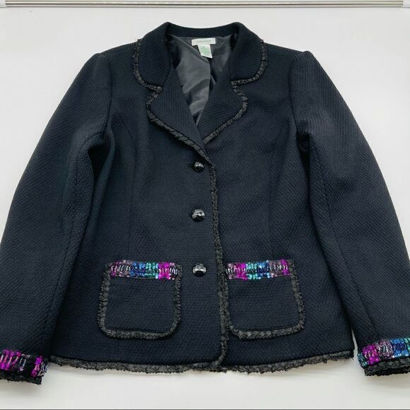 Laura Ashley Lace Trim & Sequin Design Blazer MEDIUM - Picture 2 of 14